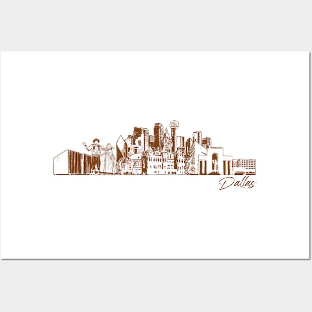 Dallas hand drawn skyline Wall Art by SerenityByAlex